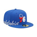 ニューエラ メンズ 帽子 アクセサリー Men's Royal Philadelphia 76ers Side Split 59FIFTY Fitted Hat Royal(4)