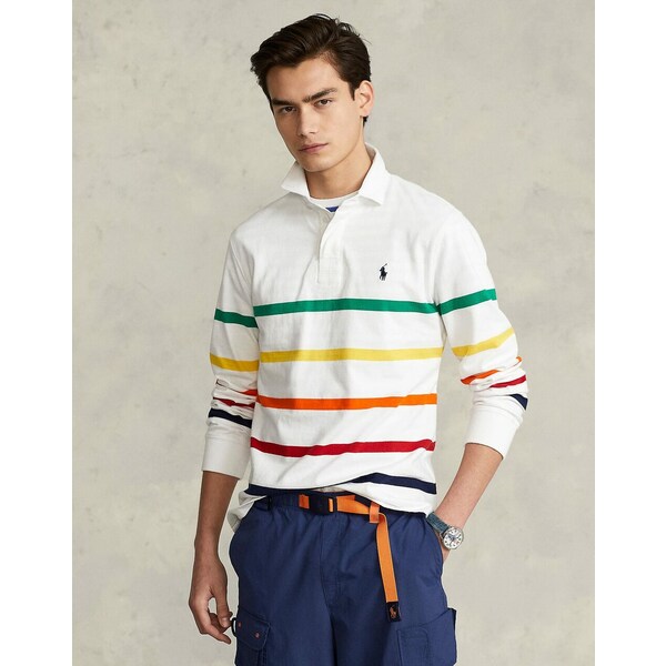 ラルフローレン POLO RALPH LAUREN メンズ ポロシャツ トップス CUSTOM SLIM FIT STRIPED RUGBY SHIRT White