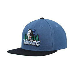 ミッチェル&ネス メンズ 帽子 アクセサリー Men's Blue and Black Minnesota Timberwolves Hardwood Classics Team Two-Tone 2.0 Snapback Hat Blue, Black