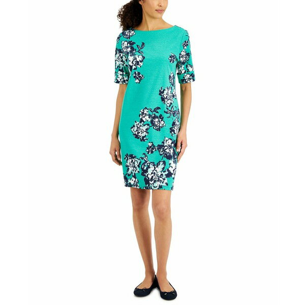 ケレンスコット レディース ワンピース トップス Women's Holiday Floral Printed Dress, Created for Macy's Green Verde