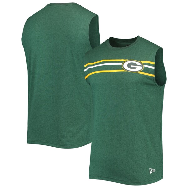 ニューエラ タンクトップ  メンズ ニューエラ メンズ Tシャツ トップス Green Bay Packers New Era Brushed Sleeveless Tank Top Green