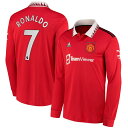 アディダス メンズ ユニフォーム トップス Cristiano Ronaldo Manchester United adidas 2022/23 Home Replica Long Sleeve Player Jersey Red