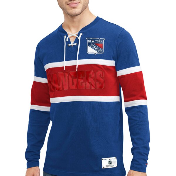 トミー ヒルフィガー メンズ Tシャツ トップス New York Rangers Tommy Hilfiger Walter LaceUp Long Sleeve Top Blue