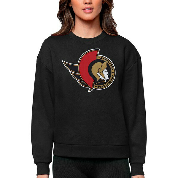 ƥ ǥ ѡåȥ  Ottawa Senators Antigua Women's Team Logo Victory Crewneck Pullover Sweatshirt Black