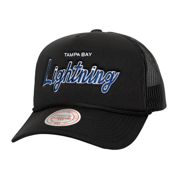 ミッチェル＆ネス ミッチェル&ネス メンズ 帽子 アクセサリー Tampa Bay Lightning Mitchell & Ness Script Side Patch Trucker Adjustable Hat Black