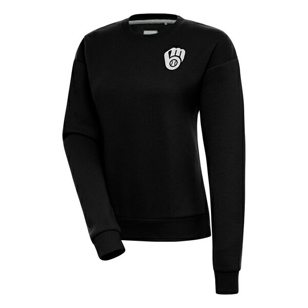 アンティグア レディース パーカー・スウェットシャツ アウター Milwaukee Brewers Antigua Women's Brushed Metallic Victory Pullover Sweatshirt Black