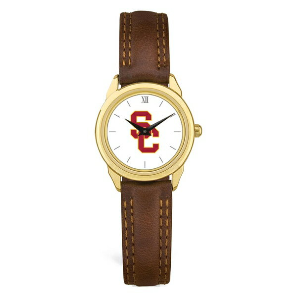 㡼ǥ ǥ ӻ ꡼ USC Trojans Women's Brown Leather Watch Gold