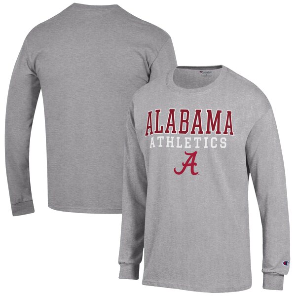 楽天astyチャンピオン メンズ Tシャツ トップス Alabama Crimson Tide Champion Athletics Logo Stack Long Sleeve TShirt Gray