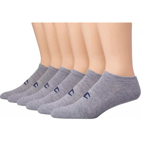 チャンピオン レディース 靴下 アンダーウェア Champion Women's No Show Socks 6-Pack Grey/Heather