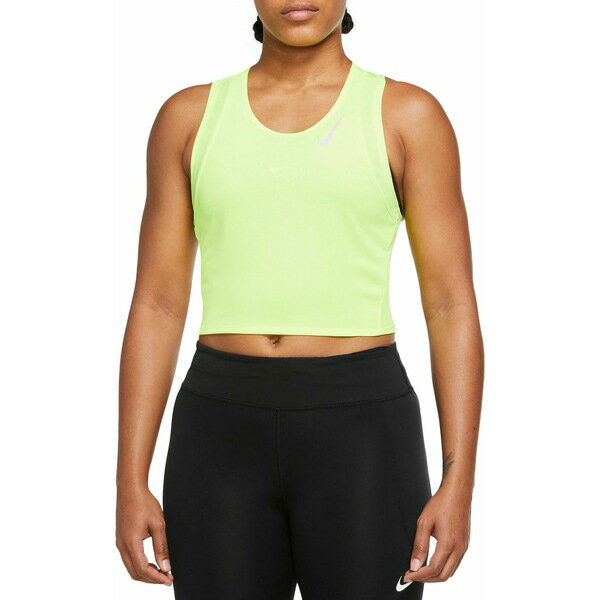 ナイキ レディース シャツ トップス Nike Women's Dri-FIT Race Cropped Running Tank Top Volt