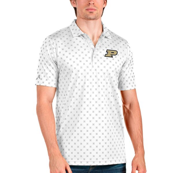 アンティグア メンズ ポロシャツ トップス Purdue Boilermakers Antigua Spark Polo White/Steel
