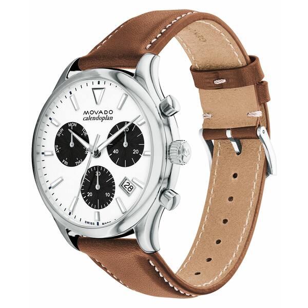 モバド モバド レディース 腕時計 アクセサリー Men's Heritage Cognac Brown Genuine Leather Strap Watch 43mm Silver