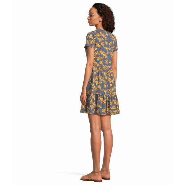 ドード アンドコー レディース ワンピース トップス Marley Tiered Short Sleeve Dress Blue Shadow Daisy Print