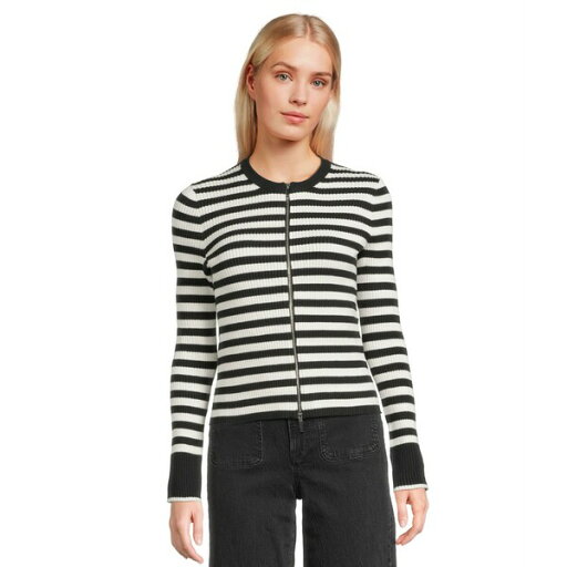 メイドウェル レディース ニット&セーター アウター Stripe London 2 Way Zip Cardigan - Cotton True Black Stripe メイドウェル レディース ニット&セーター アウター Stripe London 2 Way Zip Cardigan - Cotton True Black Stripe