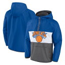 t@ieBNX Y WPbgu] AE^[ New York Knicks Fanatics Branded Anorak Flagrant Foul ColorBlock Raglan Hoodie HalfZip Jacket Blue/Gray