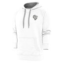 アンティグア メンズ パーカー スウェットシャツ アウター Los Angeles Rams Antigua Metallic Logo Victory Pullover Hoodie White