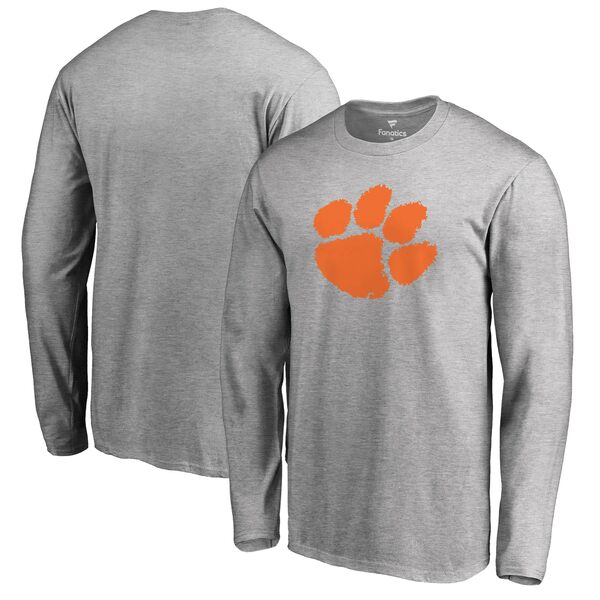 ファナティクス メンズ Tシャツ トップス Clemson Tigers Fanatics Branded Primary Logo Long Sleeve TShirt Ash