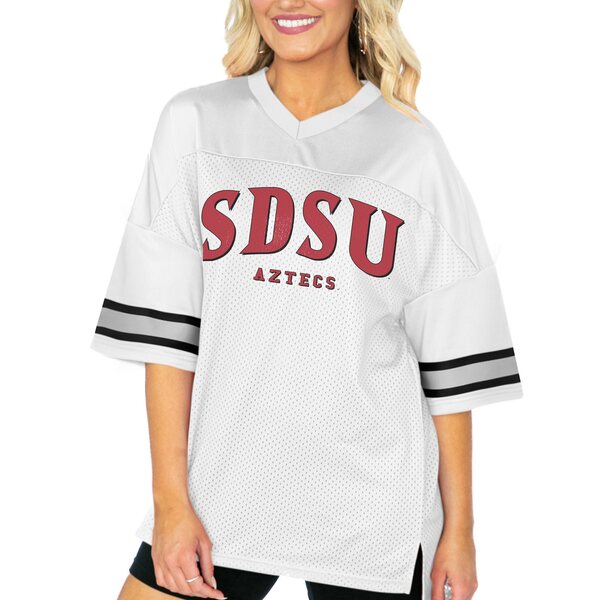 ゲームデイ レディース Tシャツ トップス San Diego State Aztecs Gameday Couture Women's Option Play Oversized Mesh Fashion Jersey White