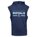 レベルウェア メンズ パーカー スウェットシャツ アウター Kansas City Royals Levelwear City Connect Throttle No Hitter Hoodie Sleeveless TShirt Navy