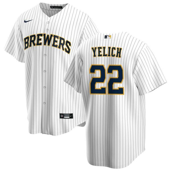 ナイキ メンズ ユニフォーム トップス Milwaukee Brewers Nike Alternate Replica Custom Jersey White