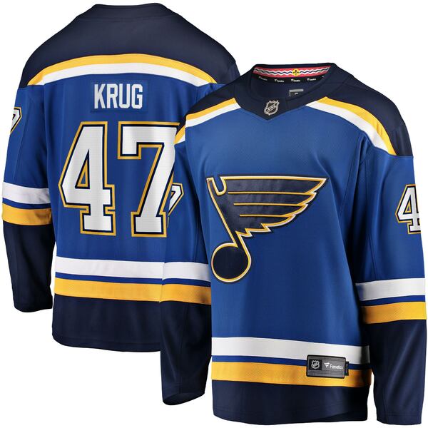 ファナティクス メンズ ユニフォーム トップス Torey Krug St. Louis Blues Fanatics Branded Home Breakaway Jersey Blue