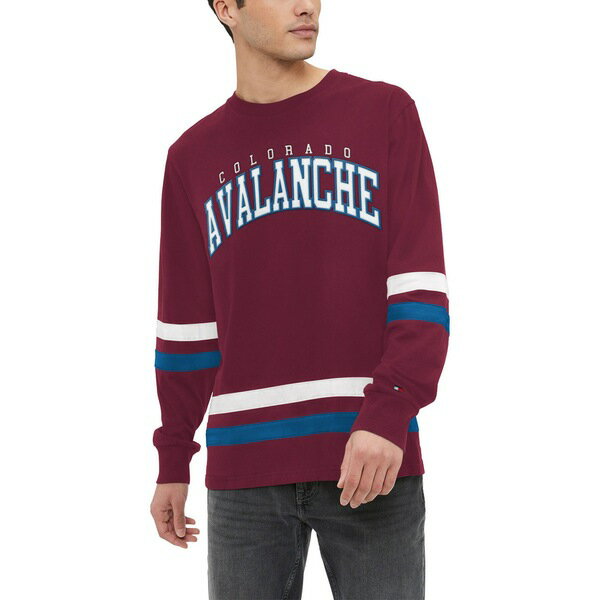 トミー ヒルフィガー メンズ Tシャツ トップス Colorado Avalanche Tommy Hilfiger Nolan Long Sleeve TShirt Burgundy