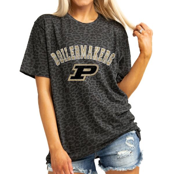 ゲームデイ レディース Tシャツ トップス Purdue Boilermakers Gameday Couture Women's All the Cheer Leopard TShirt Leopard