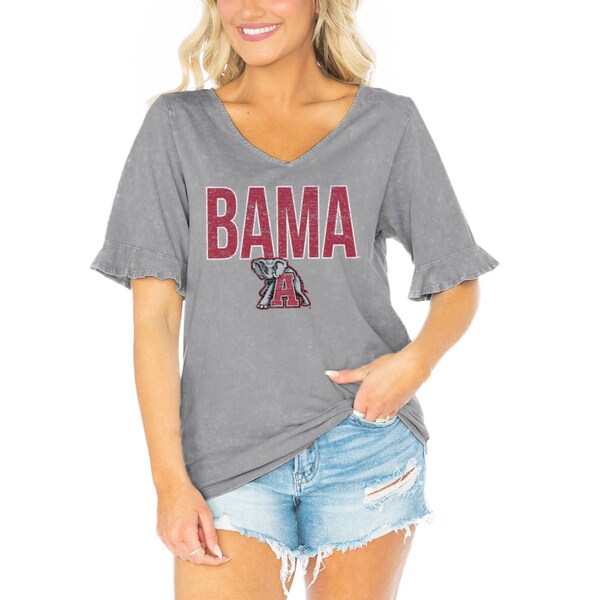 楽天astyゲームデイ レディース Tシャツ トップス Alabama Crimson Tide Gameday Couture Women's Class Act VNeck TShirt Gray