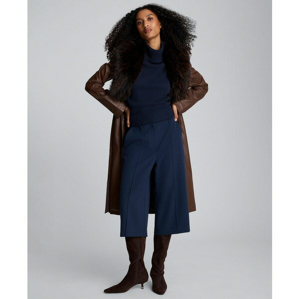 ケネスコール レディース カジュアルパンツ ボトムス Women's High-Rise Wide Leg Culottes Pants Dark Navy