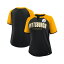 ファナティクス レディース カットソー トップス Women's Black/Gold Pittsburgh Steelers Height Adva..