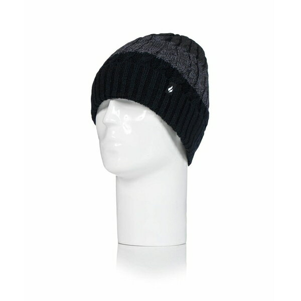 ヒートホルダーズ メンズ 帽子 アクセサリー Men's Mavis 3 Tone Cable Knit Hat With Turnover Black