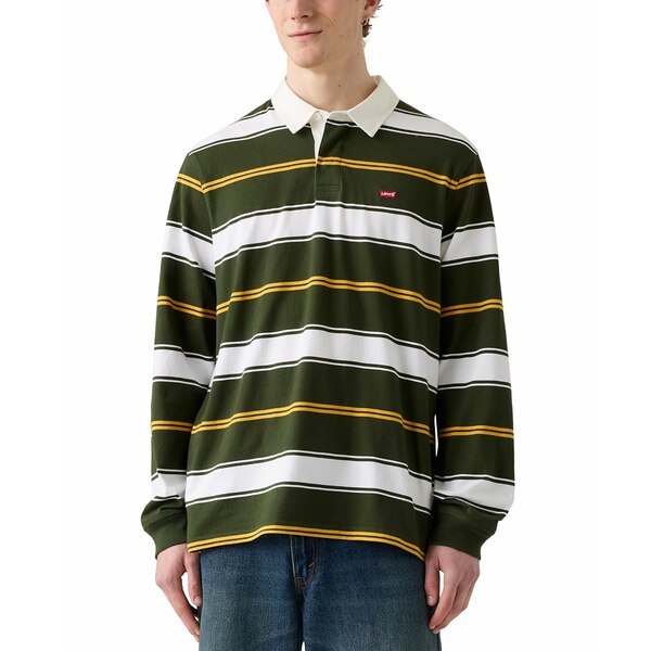 リーバイス メンズ シャツ トップス Men's Relaxed-Fit Long Sleeve Striped Rugby Shirt Stripe Yellow