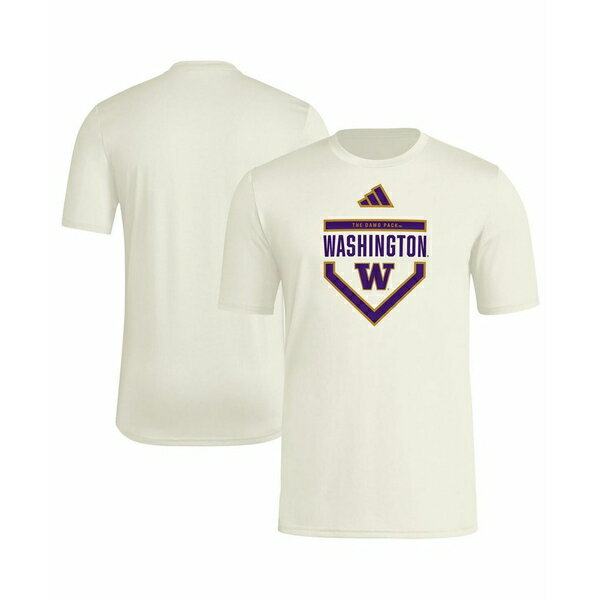 アディダス メンズ Tシャツ トップス Men's Cream Washington Huskies Home Plate Pre-Game T-Shirt Cream(4)