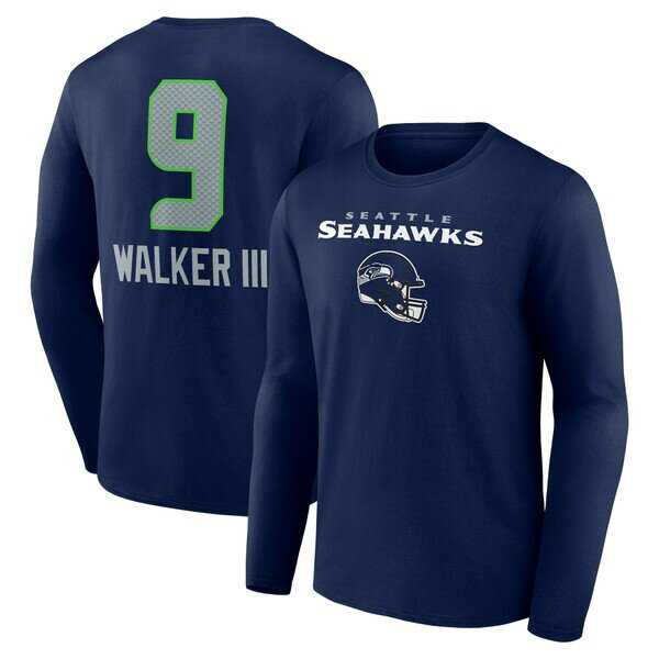 եʥƥ  T ȥåץ Kenneth Walker III Seattle Seahawks Fanatics Branded Team Wordmark Player Name & Number Long Sleeve TShirt College Navy