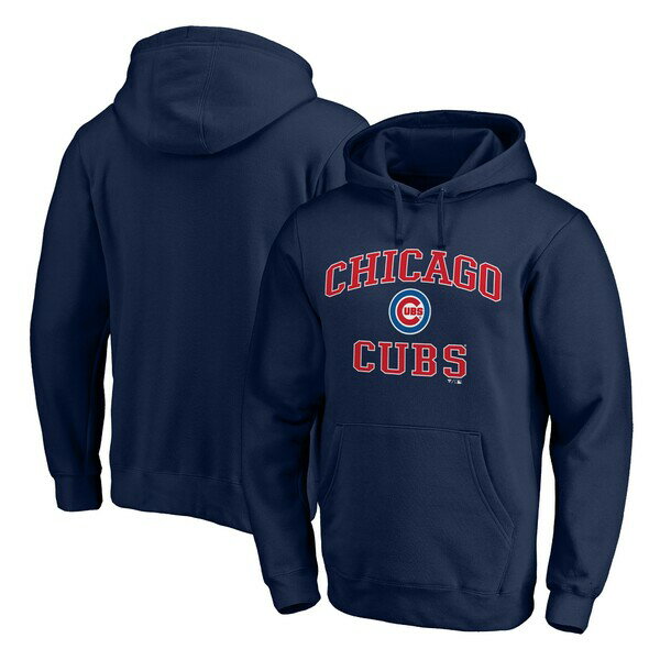 ファナティクス メンズ パーカー・スウェットシャツ アウター Chicago Cubs Fanatics Branded Heart & Soul Pullover Hoodie Navy 1