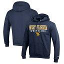 チャンピオン メンズ パーカー・スウェットシャツ アウター West Virginia Mountaineers Champion Wrestling Stack Logo Powerblend Pullover Hoodie Navy