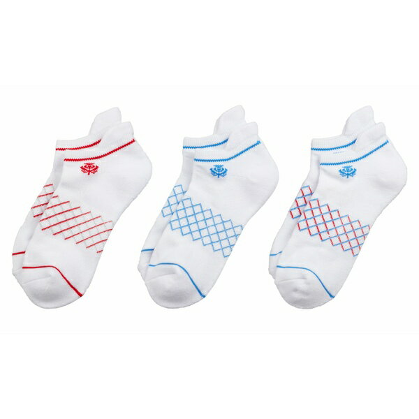 EH^[Ew[Q fB[X C A_[EFA Walter Hagen Women's Low Cut Golf Socks - 3 Pack Red/White/Blue