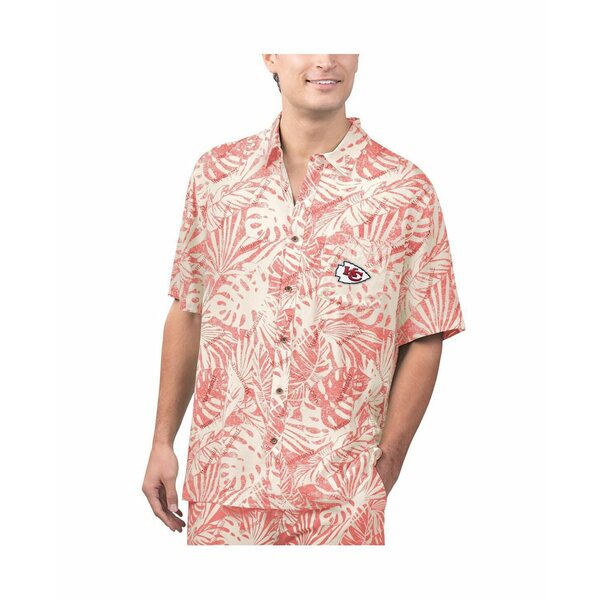 マルガリータビル メンズ シャツ トップス Men's Tan Kansas City Chiefs Sand Washed Monstera Print Party Button-Up Shirt Tan