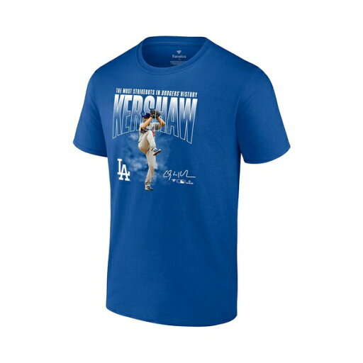 ファナティクス メンズ シャツ トップス Men's Clayton Kershaw Royal Los Angeles Dodgers Most Strikeouts T-shirt Royal