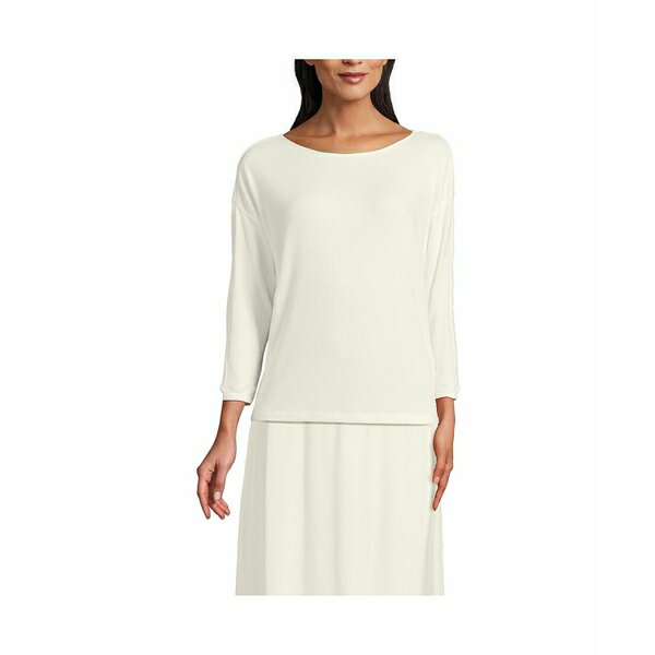 󥺥 ǥ åȥ ȥåץ Women's 3/4 Sleeve Cozy Rib Dolman Top Ivory h...