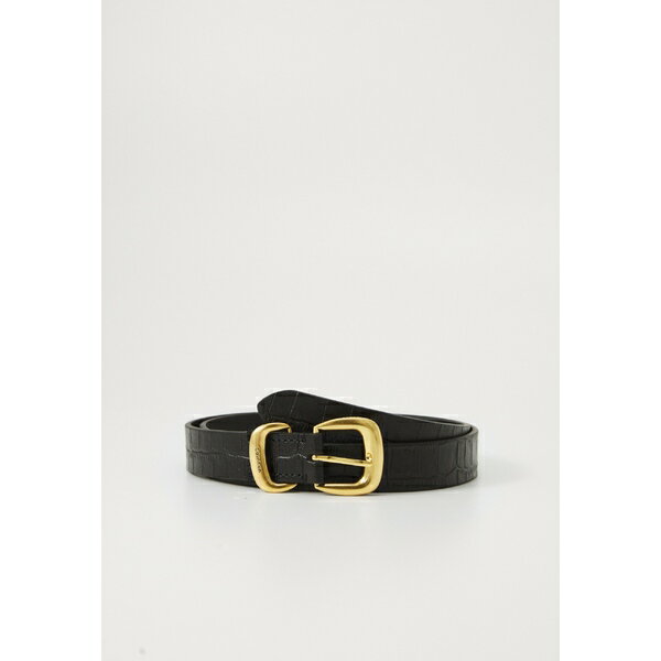カルバンクライン レディース ベルト アクセサリー CLASSIC BUCKLE - Belt - black/tumbled deep gold-..