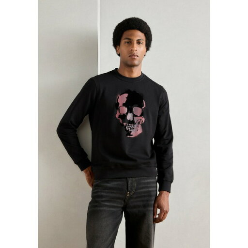 アンソニーモラート メンズ サンダル シューズ REGULAR FIT WITH MATT PLASTIC AND FLOCK PRINT - Sweatshirt - black アンソニーモラート メンズ サンダル シューズ REGULAR FIT WITH MATT PLASTIC AND FLOCK PRINT - Sweatshirt - black