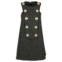 バルマン レディース ワンピース トップス 10 Btn Plastron Lurex Tweed Swing Dress Ead Noir Or