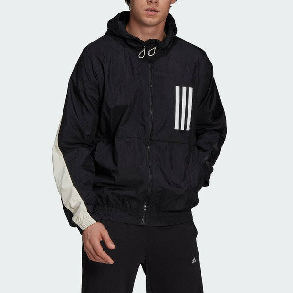 adidas アディダス メンズ スニーカー 【Men's adidas Wnd Mother Contrasting Colors Windproof Hooded Logo Jacket Black GT9769】 サイズ US_M_XS