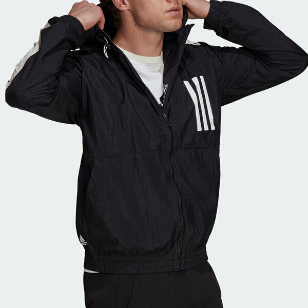 adidas アディダス メンズ スニーカー 【Men's adidas Wnd Mother Contrasting Colors Windproof Hooded Logo Jacket Black GT9769】 サイズ US_M_XS