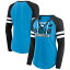 եʥƥ ǥ T ȥåץ Carolina Panthers Fanatics Branded Women's True to Form Raglan LaceUp VNeck Long Sleeve TShirt Blue/Black