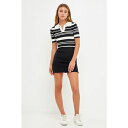 イングリッシュファクトリー レディース ワンピース トップス Women's Striped Polo Knit Dress Black/ivory