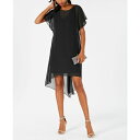 アドリアナ パペル レディース ワンピース トップス Chiffon-Overlay A-Line Dress Black