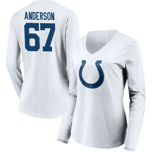 t@ieBNX fB[X TVc gbvX Indianapolis Colts Fanatics Branded Women's Team Authentic Logo Personalized Name & Number VNeck Long Sleeve TShirt White