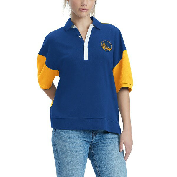 トミーヒルフィガー レディース ポロシャツ トップス Golden State Warriors Tommy Jeans Women's Taya Puff Sleeve Pique Polo Shirt Royal
